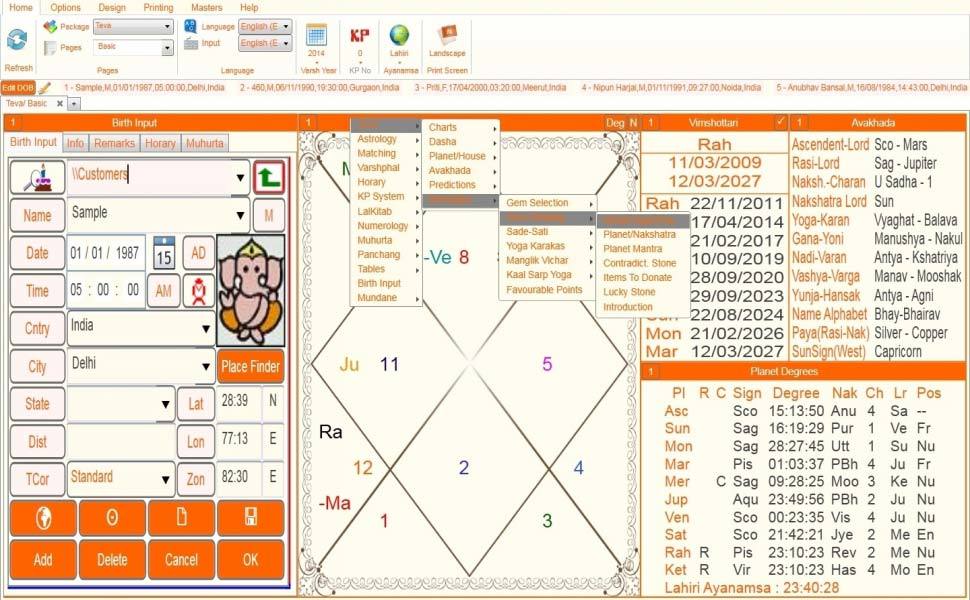 Leostar(Kundli Software) Teva, Leostar Option level 4