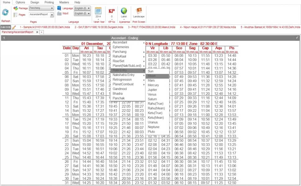 Leostar Kundli Software,Ascendasnt Report