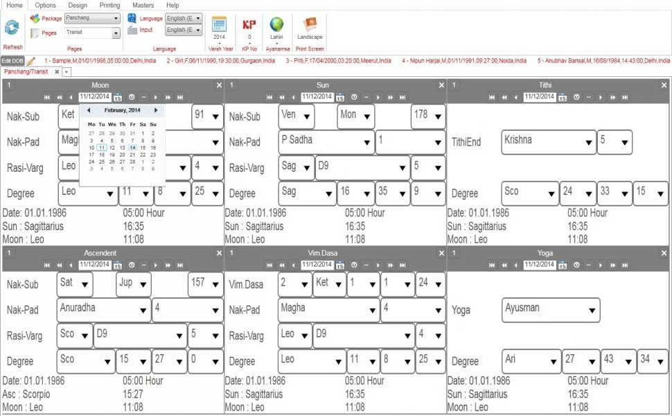 Leostar Kundli Software, Transit