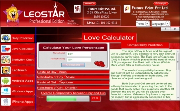 Leostar Professional (Best Astrology Software) | Love Calculator